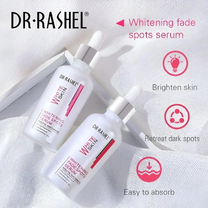 Dr. Rashel White Skin serum bottles with arbutin and niacinamide for brightening dark spots and improving skin tone.