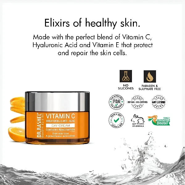 Lightweight texture Vitamin C day cream to protect and revitalize skin by Dr. Rashel.