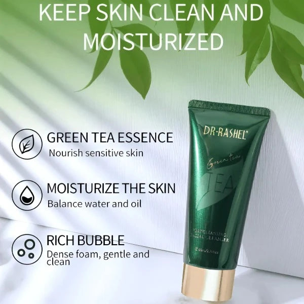 Green tea-infused facial cleanser by Dr. Rashel – Perfect for unclogging pores and refreshing the skin.