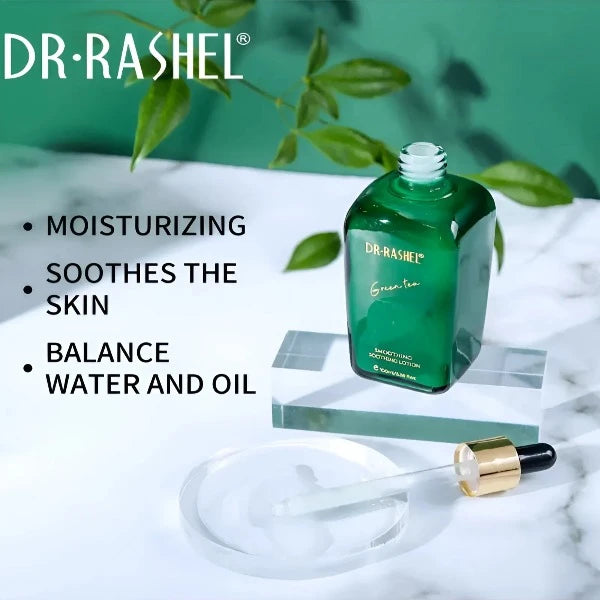 Dr. Rashel Green Tea Lotion, soothing and hydrating for sensitive skin, with green tea extract.