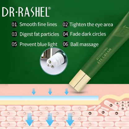 Green Tea Eye Cream by Dr. Rashel, packaged with antioxidant properties for smooth, refreshed eyes.