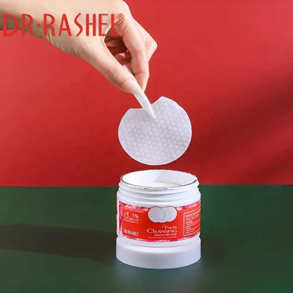 Dr. Rashel dual-sided cleansing pad for exfoliation and pore cleansing, alcohol-free.