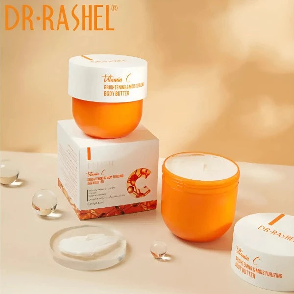 Dr. Rashel Vitamin C Body Butter, jar and packaging presentation.