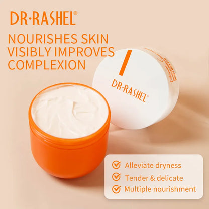 Dr. Rashel Brightening and Moisturizing Vitamin C Body Butter, creamy texture.