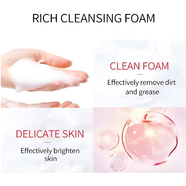 Foamy texture of Dr. Rashel AHA-BHA Clarifying Exfoliating Cleanser, highlighting its deep cleansing and brightening effects.